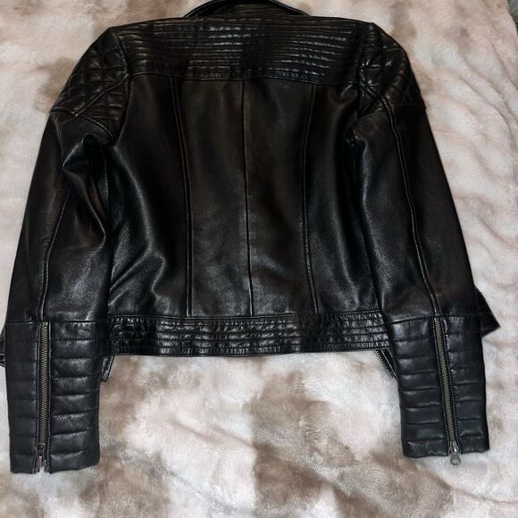 Boden Jacket Black 100% Leather Moto Biker Asymmetrical Zipper Size 4 EUC Gorg - Picture 14 of 16